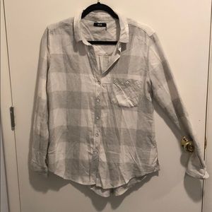 GRAY AND WHITE URBAN OUTFITTERS BDG FLANNEL